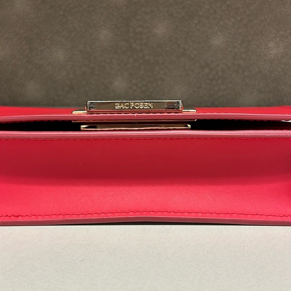 🔥🔥🔥Zac Posen Red Leather Wallet On Chain Crossbody Bag - Picture 6 of 15